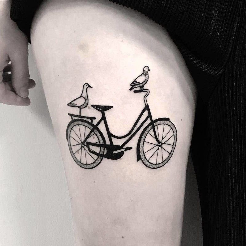 Bicycle tattoo with doves from pulledpoltergeist